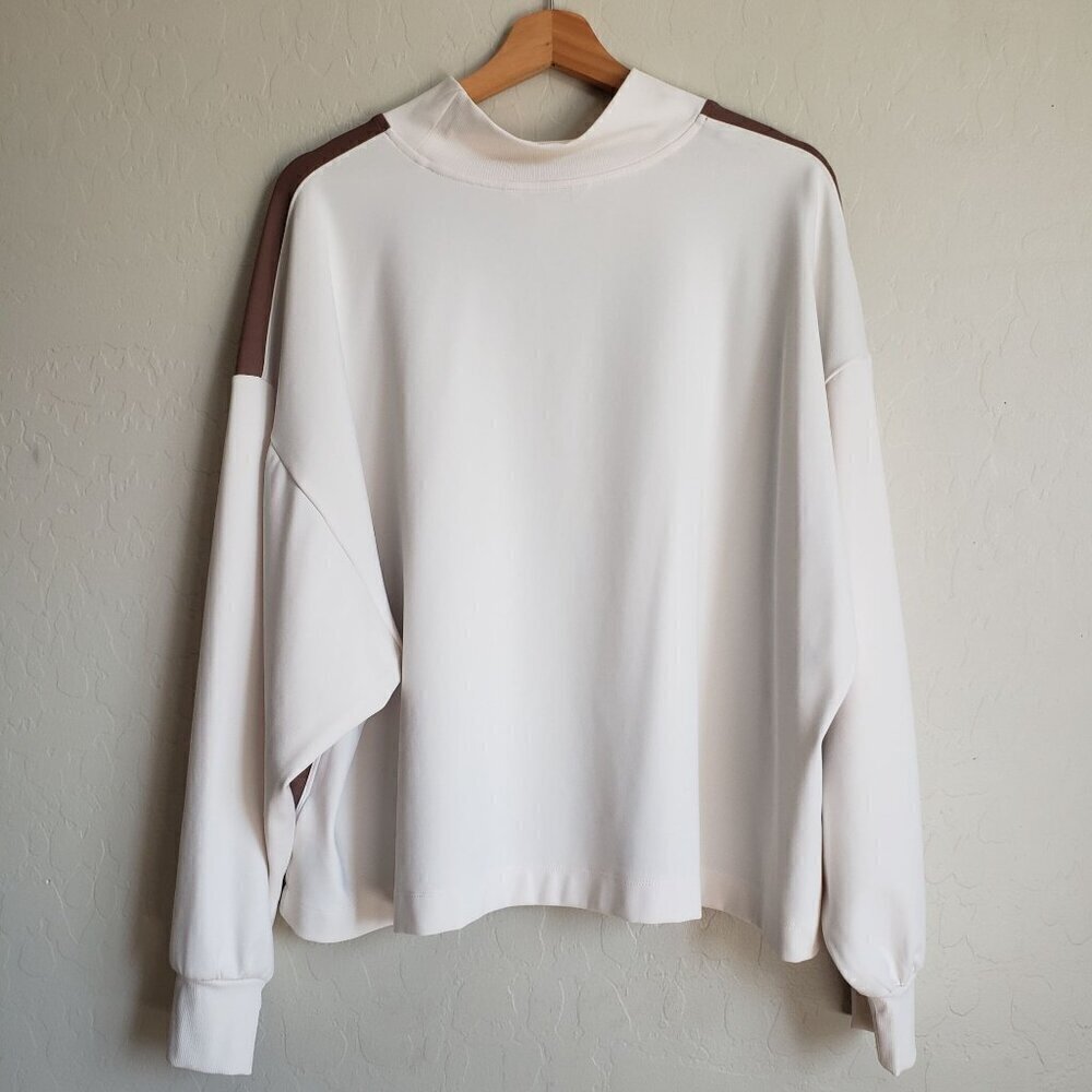 Athleta Brown and White Layered-Look Sweatshirt - Picture 9 of 12